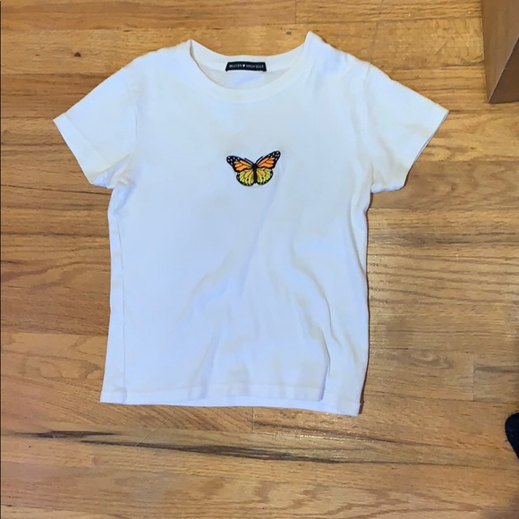 white butterfly brandy mellville cropped shirt - Picture 2 of 4